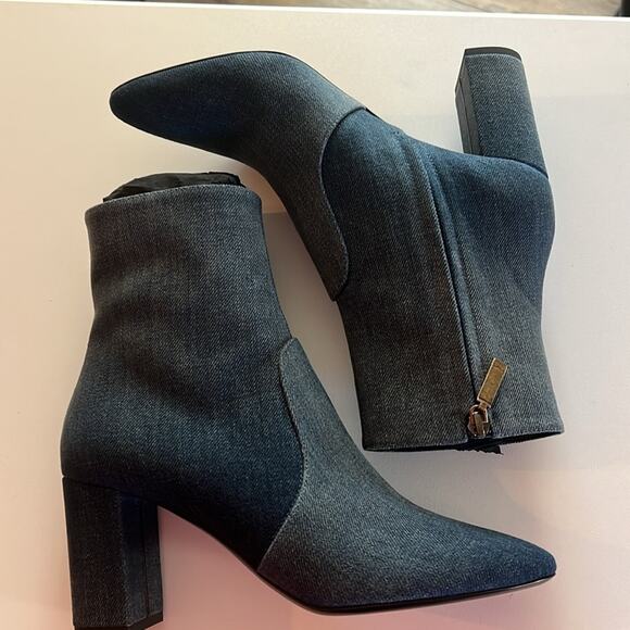 Saint Laurent Lou 75 Denim Zip Ankle Booties NEW EU 40 US 10 - Picture 11 of 16